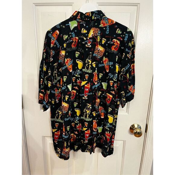 Big Dogs Black Dog Drink Menu Short Sleeve Rayon Button Down Shirt sz XL EUC - Picture 7 of 7